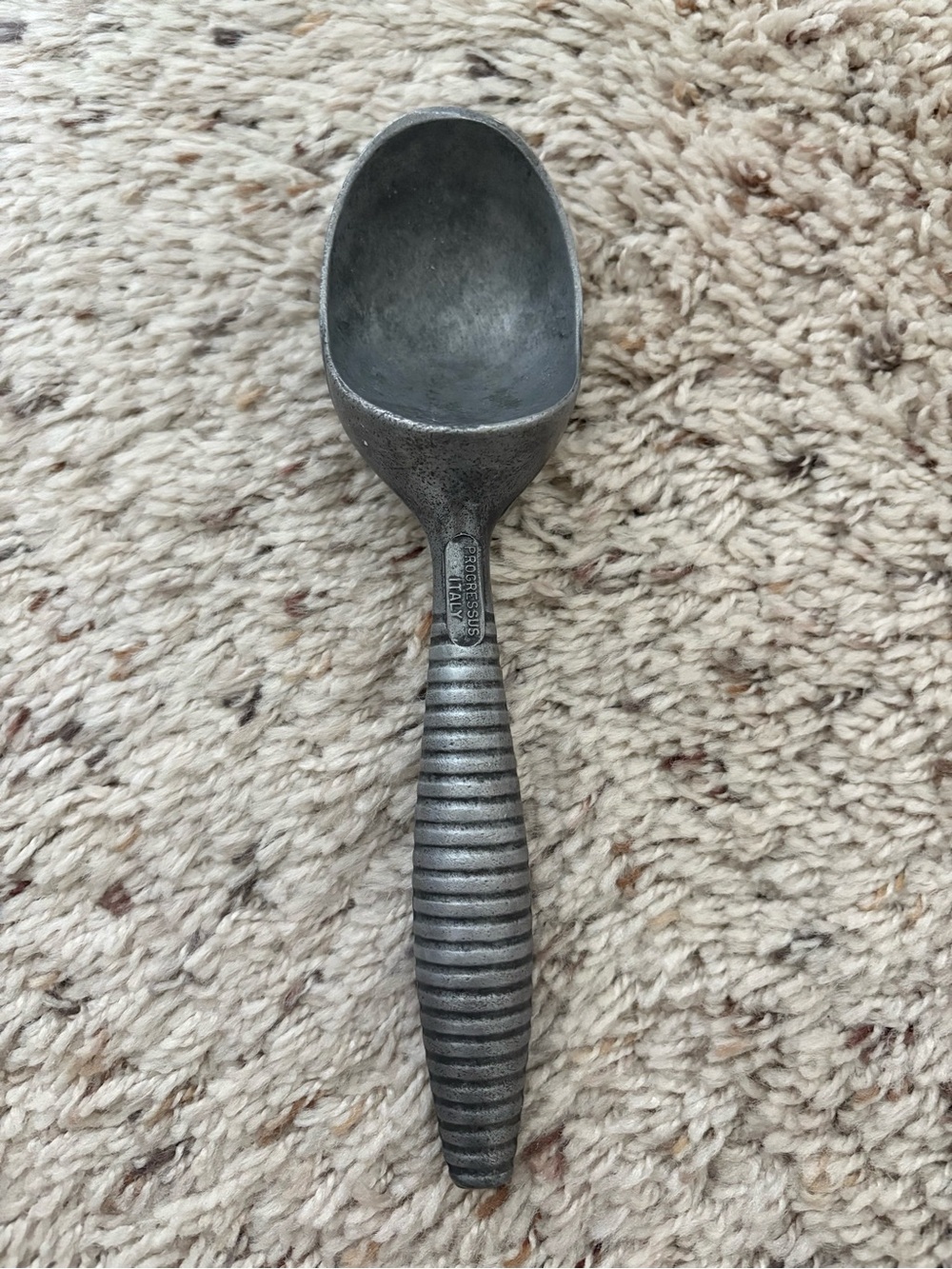 Vintage Progressus Italy Ice Cream Ribbed Handle Scoop Heavy Metal Scooper